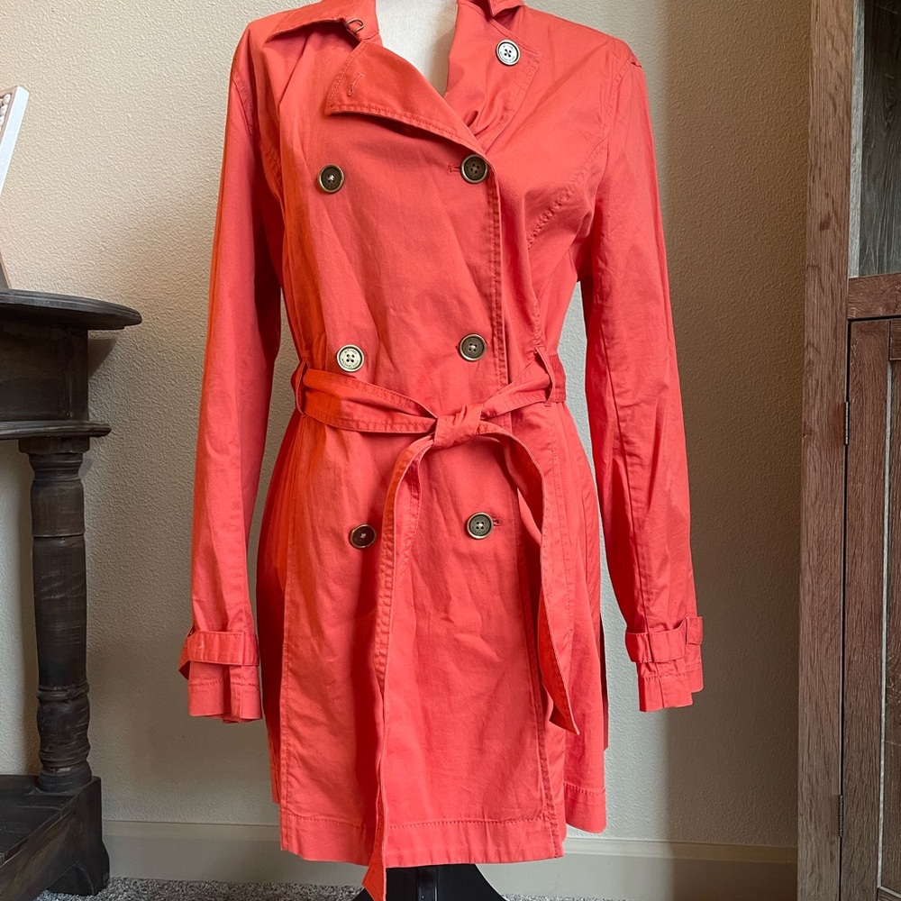 Michael Kors Orange Trench Coat with Belted Waist